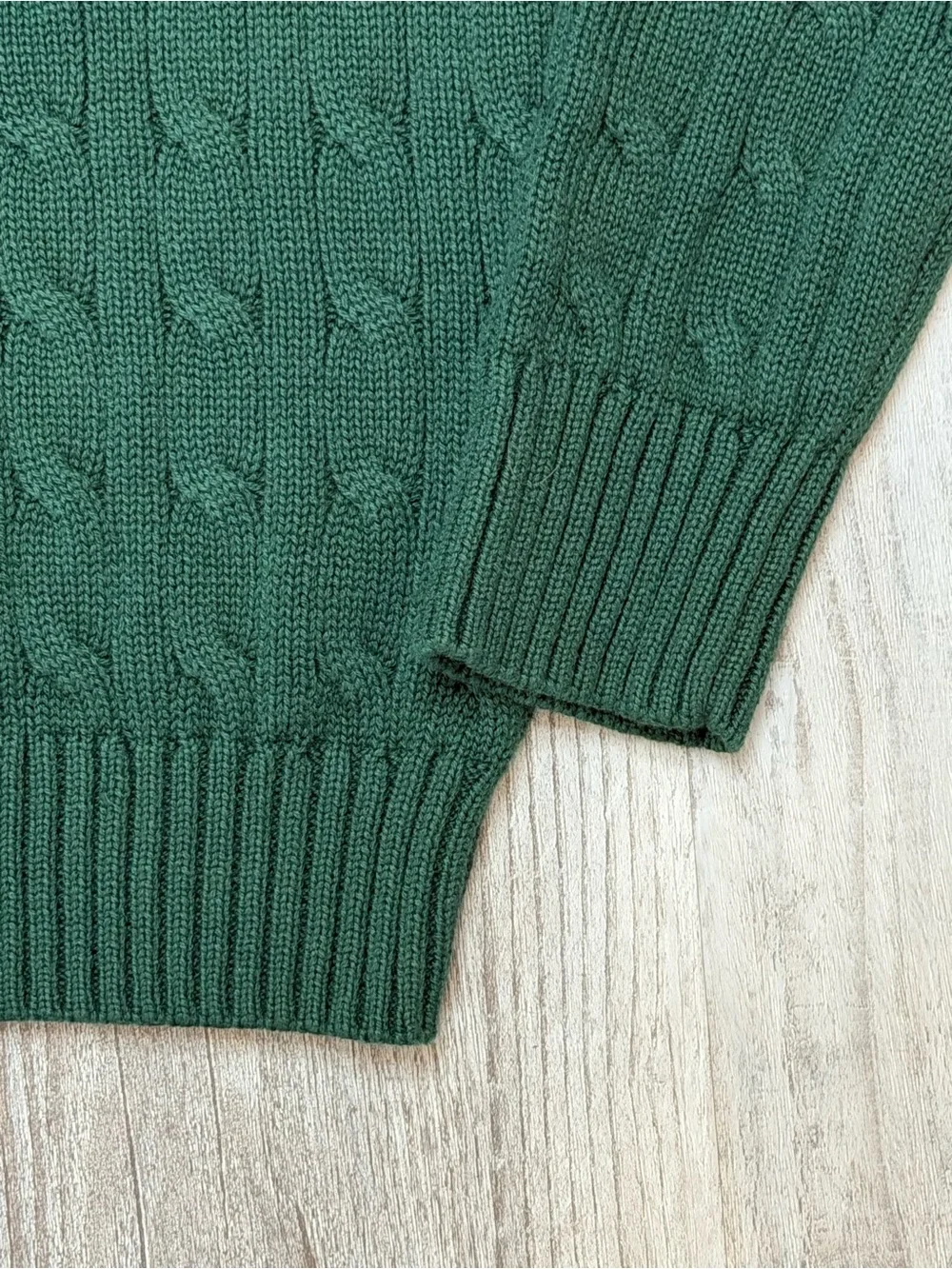 Polo by Ralph Lauren Forest Green Cable Knit Crewneck with Yellow Pony Boys 8\S